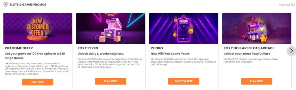 Foxy Bingo welcome offer