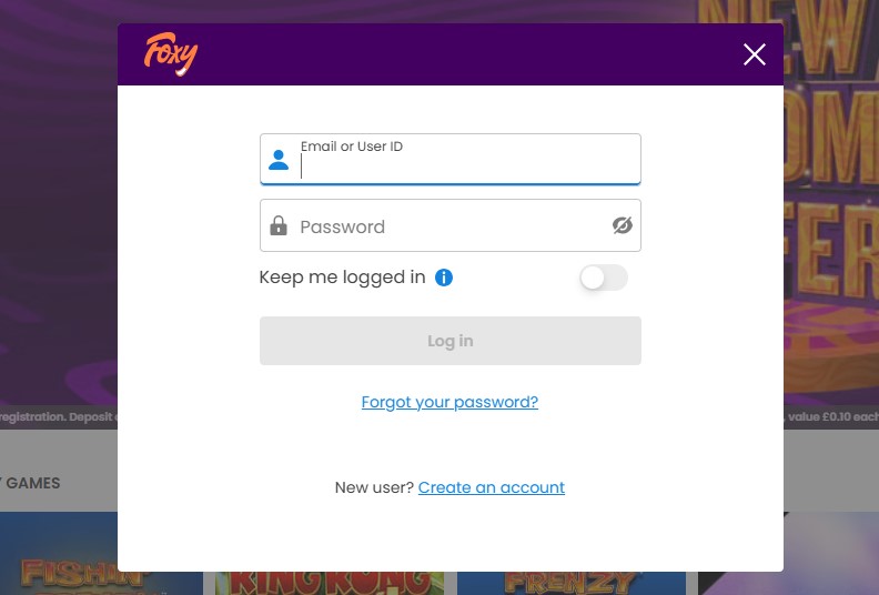 Foxy Bingo log in